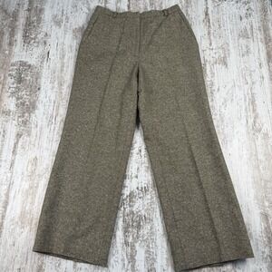 Brook's Brothers Women Plaid Silk Wool Blend Trousers size 10 wide leg Career